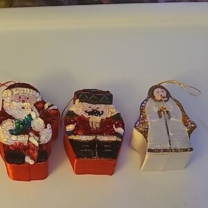 Festive Santa , Toy Soldier and Angel Ornament Set